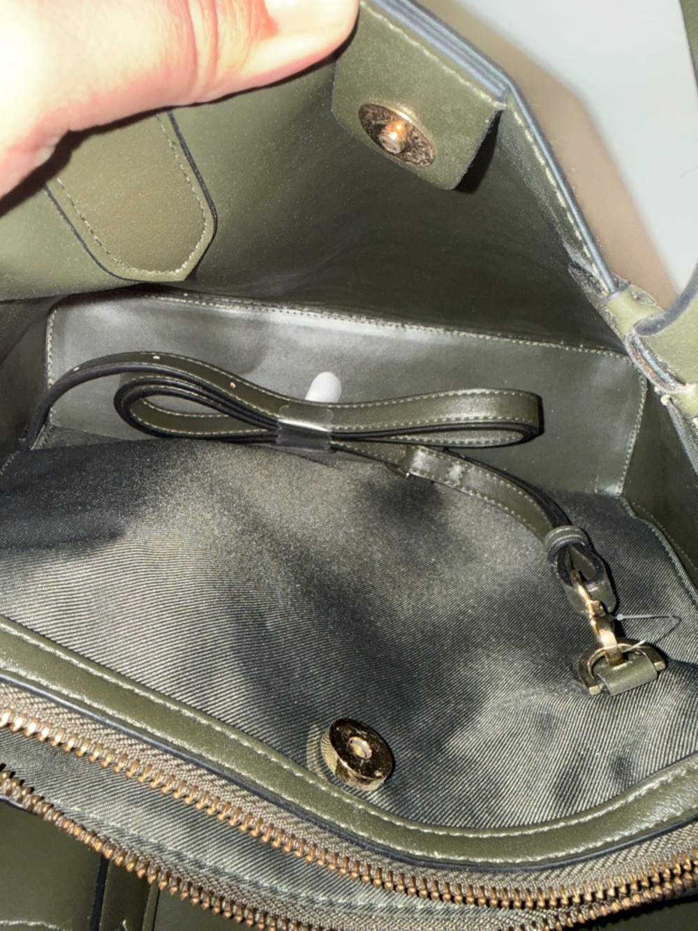 Classic Structured Bag in Olive Green - Picture 7 of 10